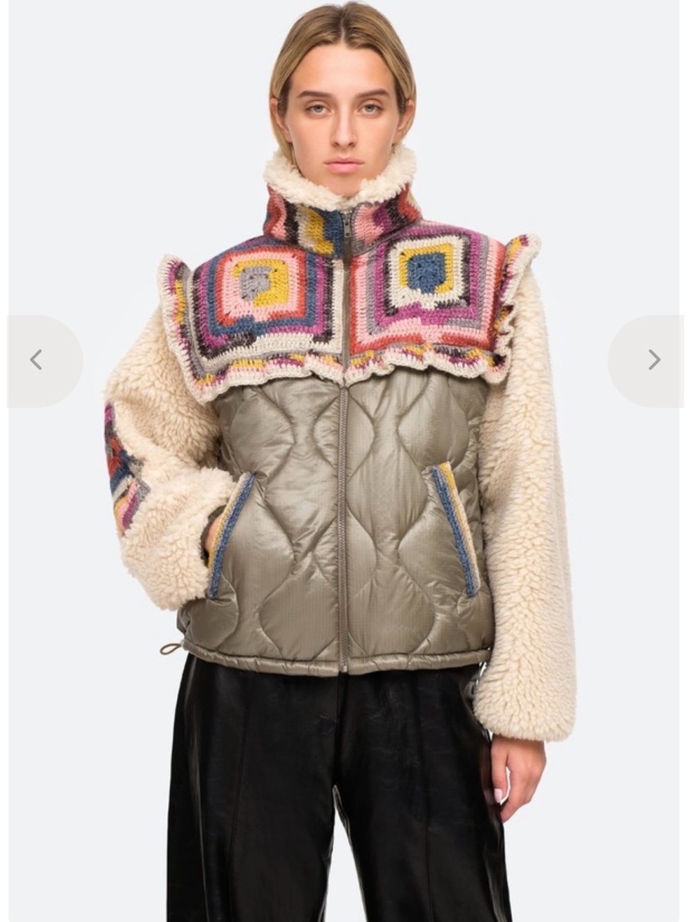 Women's Crochet Patchwork Fleece Jacket